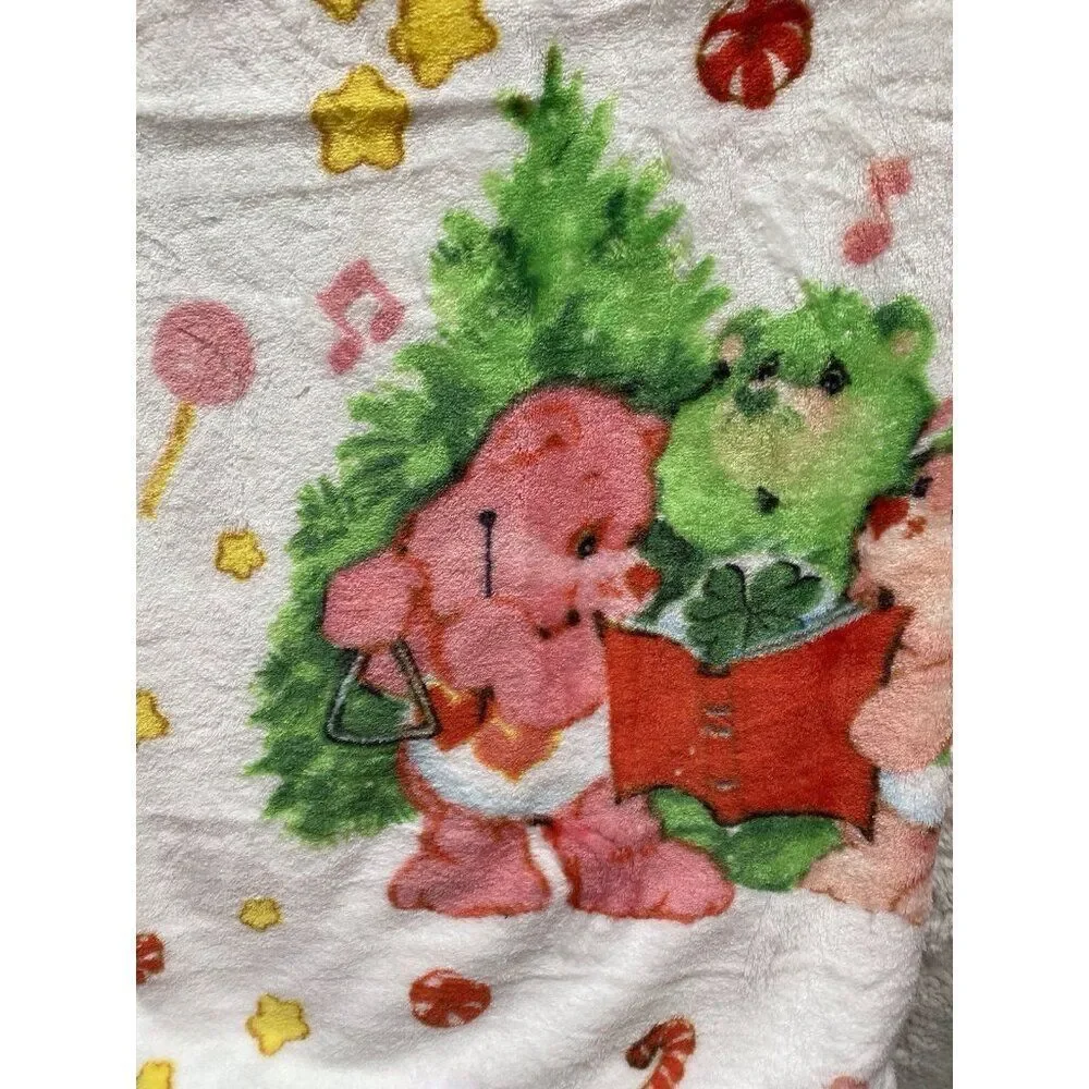 Care Bears Christmas Carols Holiday Tree Candy Cane Throw‎ Blanket 50” X 70” NEW